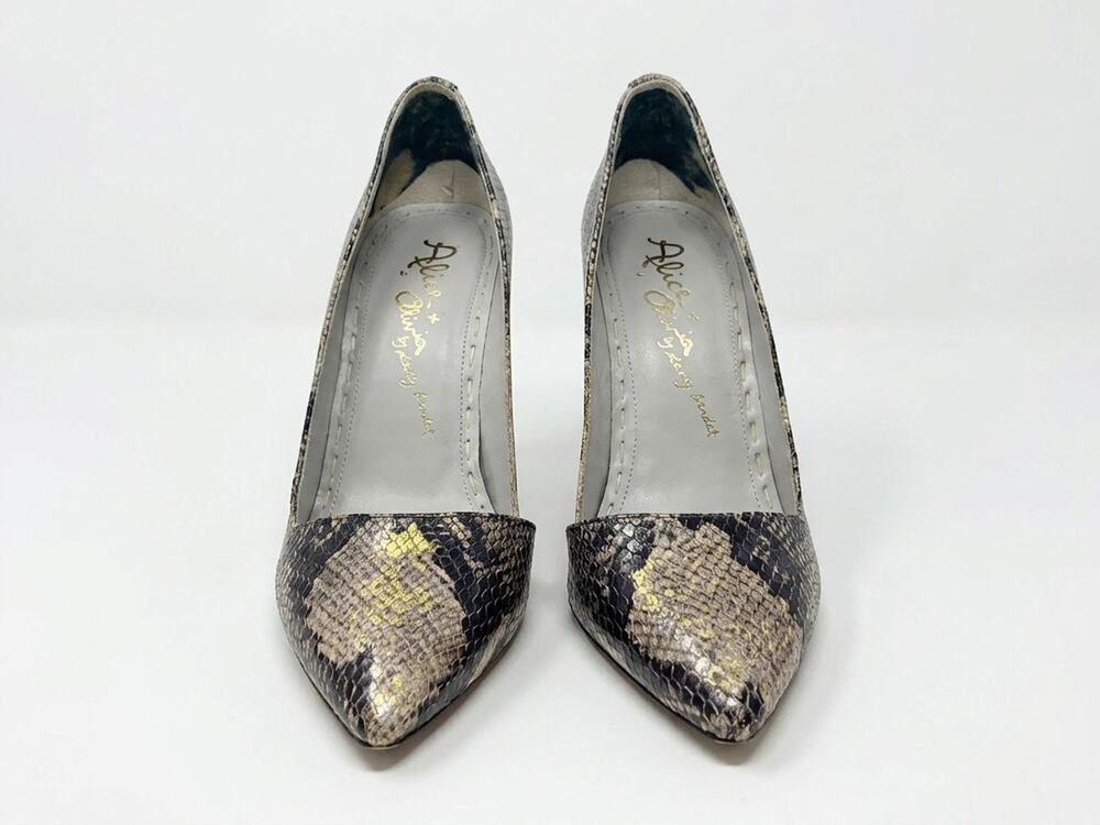 Alice + Olivia Snakeskin Pointed Toe High Heel Pumps Size 39 (US 8)